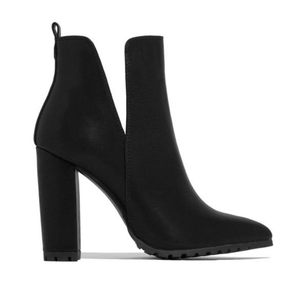 Black Ankle High Block Chunky Heel Booties - Picture 7 of 14